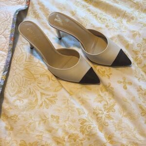 Lord & Taylor Beige and Black Pointed Heels
